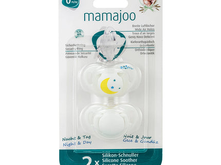 Set 2 suzete ortodontice Mamajoo, Noapte & Zi, 0 luni+, silicon+PP