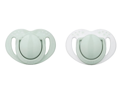 Set 2 suzete ortodontice Mamajoo + cutie sterilizare, Verde Pudra, 6 luni+, silicon+pp