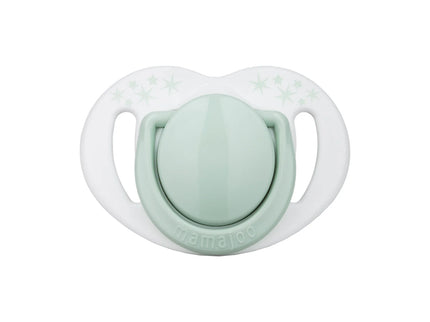 Set 2 suzete ortodontice Mamajoo + cutie sterilizare, Verde Pudra, 6 luni+, silicon+pp