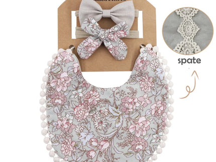 Set baveta eleganta reversibila si 2 bentite – Gray Rose, 0 luni+, bumbac