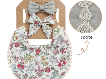 Set baveta eleganta reversibila si 2 bentite – Wild Flower, 0 luni+, bumbac