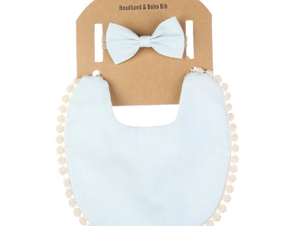 Set baveta eleganta si bentita – Baby Blue, 0 luni+, bumbac