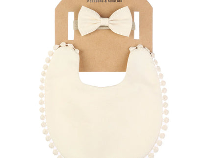 Set baveta eleganta si bentita – Cream, 0 luni+, bumbac