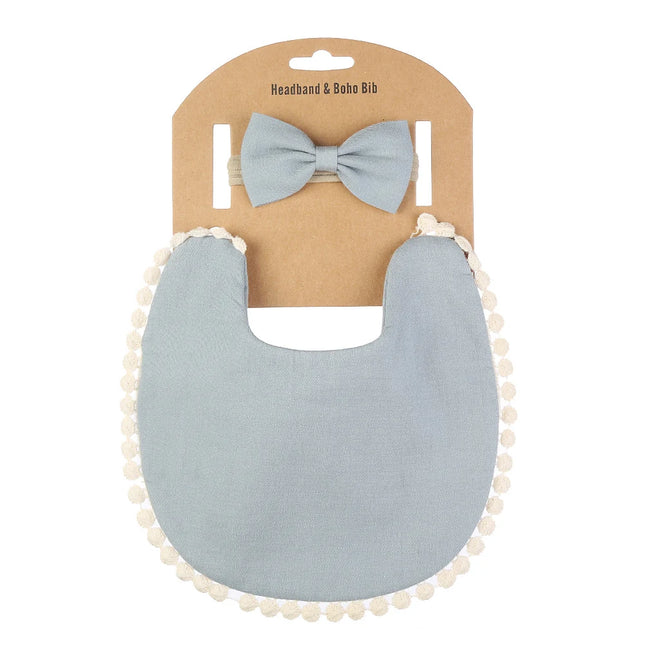 Set baveta eleganta si bentita – Blue, 0 luni+, bumbac