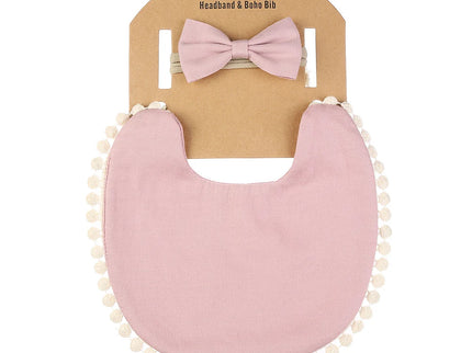 Set baveta eleganta si bentita – Pink, 0 luni+, bumbac