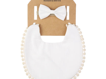 Set baveta eleganta si bentita – White , 0 luni+, bumbac
