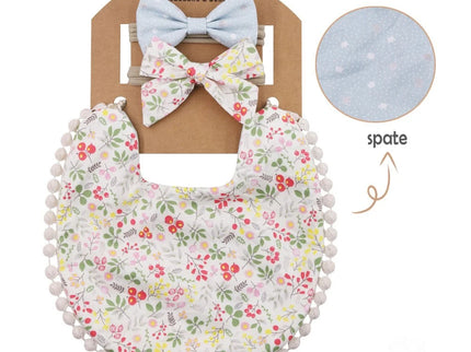 Set baveta eleganta reversibila si 2 bentite – Green & Flower, 0 luni+, bumbac