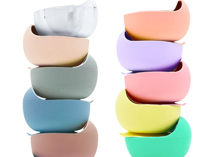 Set diversificare bebelusi  din silicon (bol si lingurita cu maner din lemn) – Marble , 6 luni +