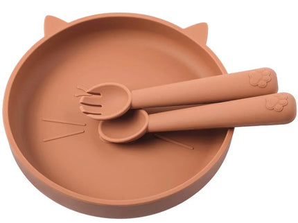 Set diversificare bebelusi, farfurie si tacamuri din silicon - Blush, 6 luni+