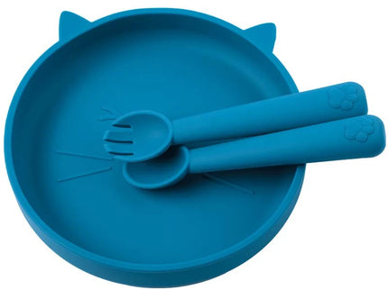 Set diversificare bebelusi, farfurie si tacamuri din silicon - Ocean, 6 luni+