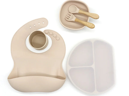 Set diversificare bebelusi 6 piese – Beige, 6 luni+, silicon