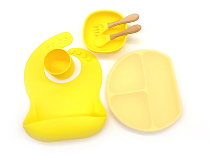 Set diversificare bebelusi 6 piese – Bright Yellow, 6 luni+, silicon