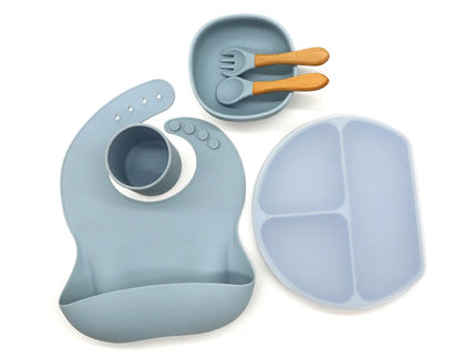 Set diversificare bebelusi 6 piese – Dusty Blue, 6 luni+, silicon