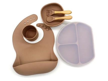 Set diversificare bebelusi 6 piese – Khaki, 6 luni+, silicon
