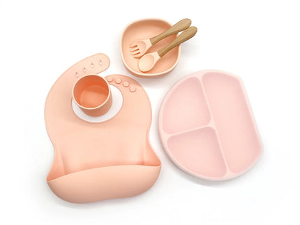 Set diversificare bebelusi 6 piese – Peach, 6 luni+, silicon