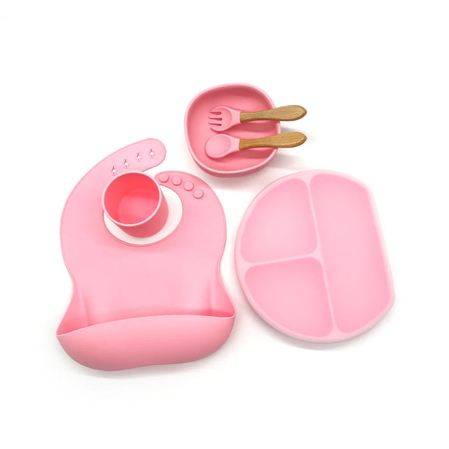 Set diversificare bebelusi 6 piese – Pink, 6 luni+, silicon