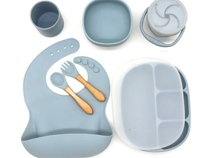 Set diversificare bebelusi 7 piese – Dusty Blue, 6 luni+, silicon