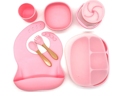 Set diversificare bebelusi 7 piese – Pink, 6 luni+, silicon