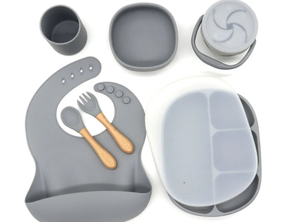 Set diversificare bebelusi 7 piese – Senior Grey, 6 luni+, silicon