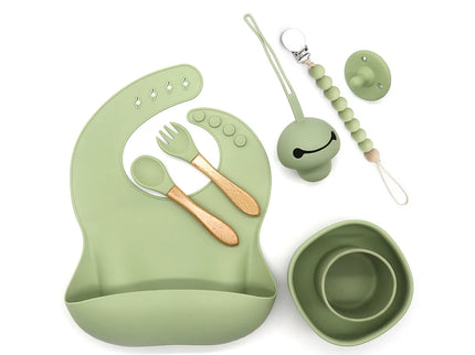 Set diversificare bebelusi 8 piese – Olive, 6 luni+, silicon