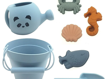 Set jucarii pentru plajă din silicon Play Time - Blue, 7 piese, 6 luni+