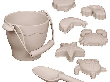 Set jucarii pentru plajă din silicon Shell - Beige, 8 piese, 6 luni+