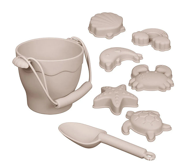 Set jucarii pentru plajă din silicon Shell - Beige, 8 piese, 6 luni+