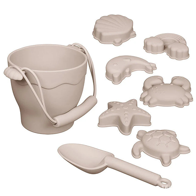 Set jucarii pentru plajă din silicon Shell - Beige, 8 piese, 6 luni+