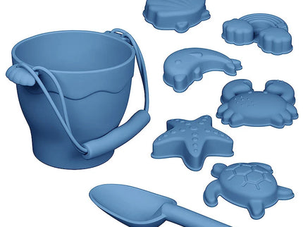 Set jucarii pentru plajă din silicon Shell - Blue, 8 piese, 6 luni+