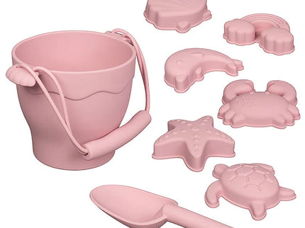 Set jucarii pentru plajă din silicon Shell - Pink, 8 piese, 6 luni+