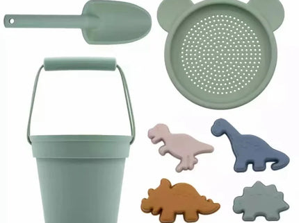 Set jucarii pentru plajă din silicon Simplicity - Sage, 7 piese, 6 luni+