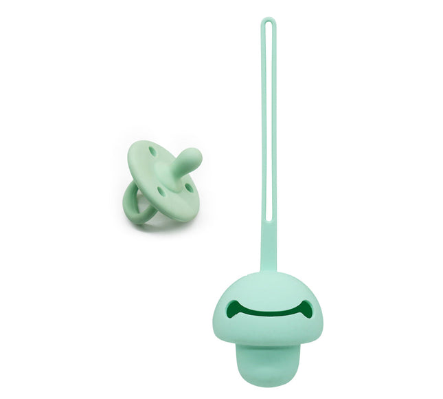 Set suzeta dentitie si protectie - Mint, 3 luni+, silicon
