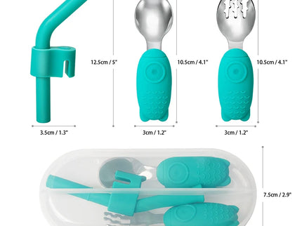 Set tacamuri si pai pentru bebelusi - Green, 18 luni+, silicon + inox
