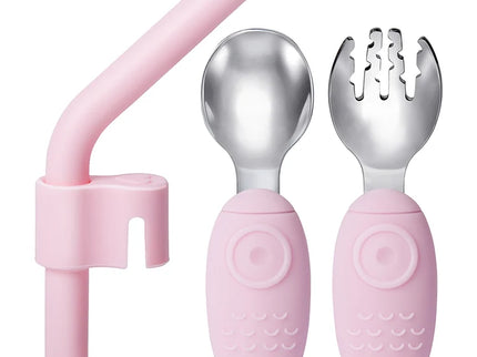 Set tacamuri si pai pentru bebelusi - Pink, 18 luni+, silicon + inox
