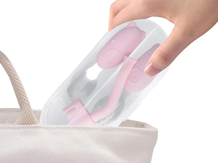 Set tacamuri si pai pentru bebelusi - Pink, 18 luni+, silicon + inox