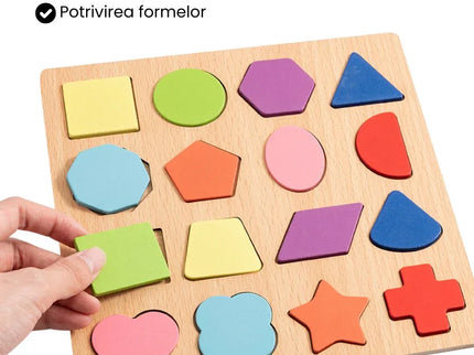 Puzzle Incastru 3D din Lemn cu 16 Forme Geometrice - Bebeboo - Totul pentru copii. Jucării, Hăinuțe, Perne, Mobilier, Textile