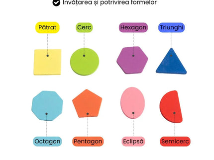 Puzzle Incastru 3D din Lemn cu 16 Forme Geometrice - Bebeboo - Totul pentru copii. Jucării, Hăinuțe, Perne, Mobilier, Textile