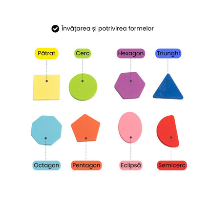 Puzzle Incastru 3D din Lemn cu 16 Forme Geometrice
