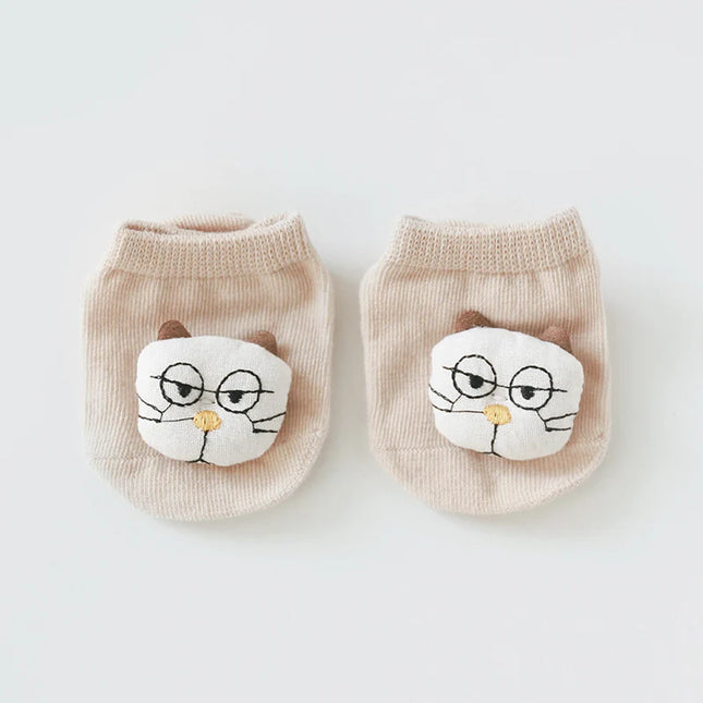 Sosete antiderapante pentru copii, Model 5 - Beige, diverse marimi, bumbac + elastan