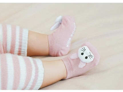 Sosete antiderapante pentru copii, Model 5 - Pink, diverse marimi, bumbac + elastan