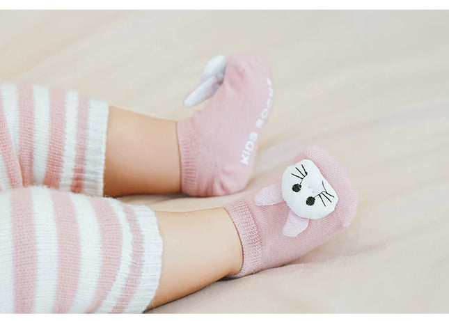 Sosete antiderapante pentru copii, Model 5 - Pink, diverse marimi, bumbac + elastan