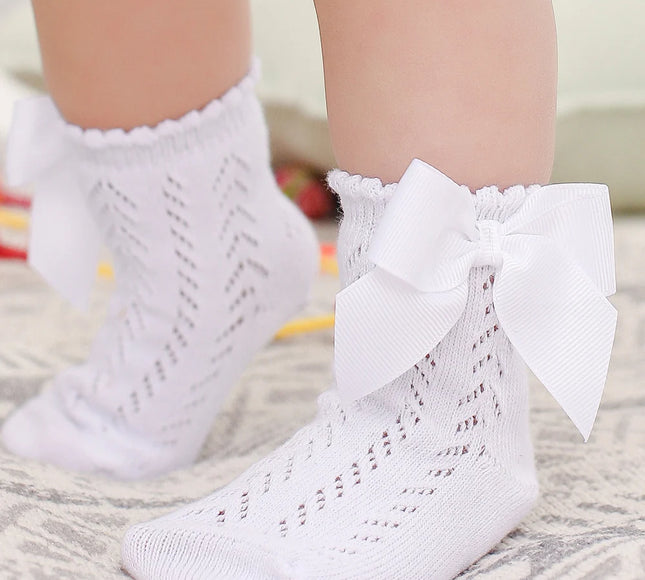 Sosete elegante pentru fetite, Maya - White, diverse marimi, bumbac + elastan