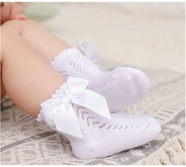 Sosete elegante pentru fetite, Maya - White, diverse marimi, bumbac + elastan