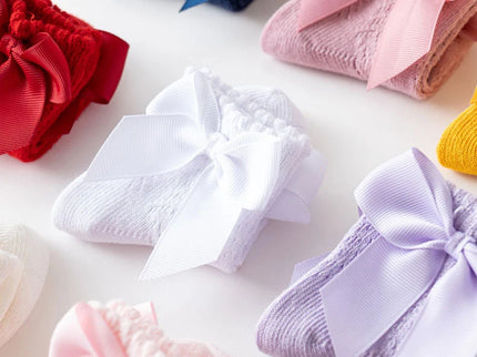 Sosete elegante pentru fetite, Maya - White, diverse marimi, bumbac + elastan