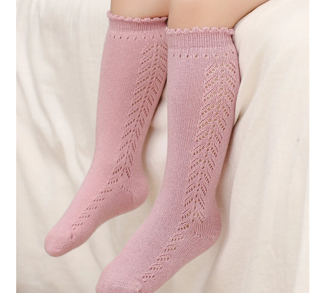 Sosete lungi pentru fetițe, Elisa - Rose Pink, diverse marimi, bumbac + elastan