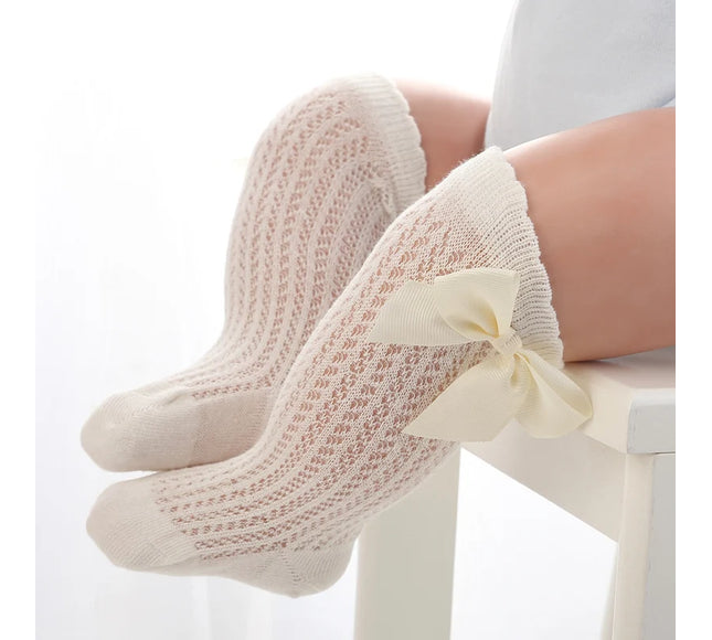 Sosete lungi pentru fetite, Anna - Ivory, diverse marimi, bumbac + elastan