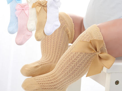 Sosete lungi pentru fetite, Anna - Beige, diverse marimi, bumbac + elastan