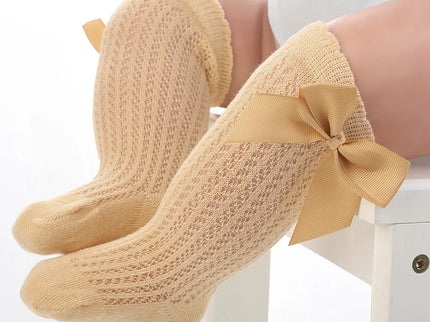 Sosete lungi pentru fetite, Anna - Beige, diverse marimi, bumbac + elastan