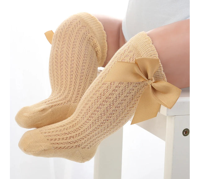 Sosete lungi pentru fetite, Anna - Beige, diverse marimi, bumbac + elastan