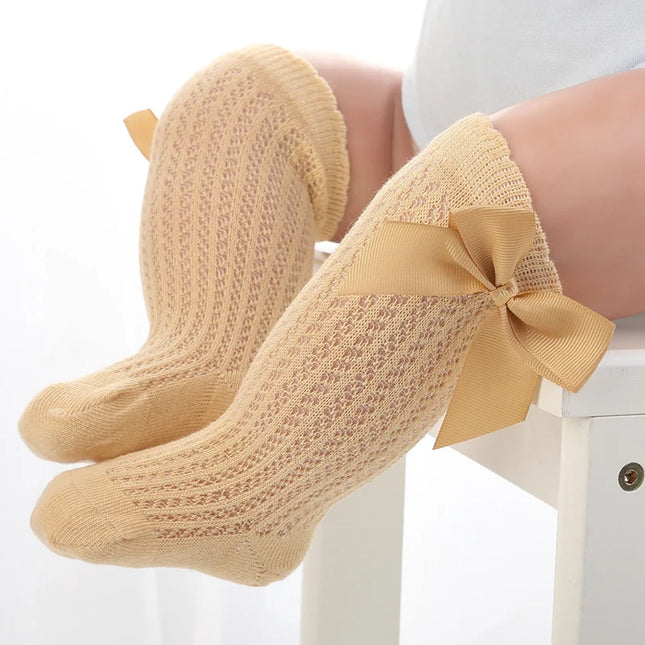 Sosete lungi pentru fetite, Anna - Beige, diverse marimi, bumbac + elastan
